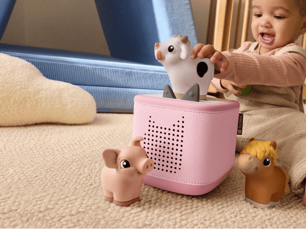 Child enjoying a Tonie and Toniebox 2, an audio player for kids